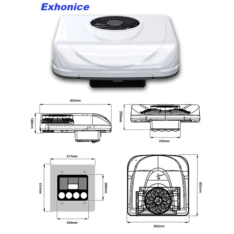 Exhonice RV Roof Air Conditioner Unit 12 Volt Ambulance Roof Truck Mounted Air Conditioner