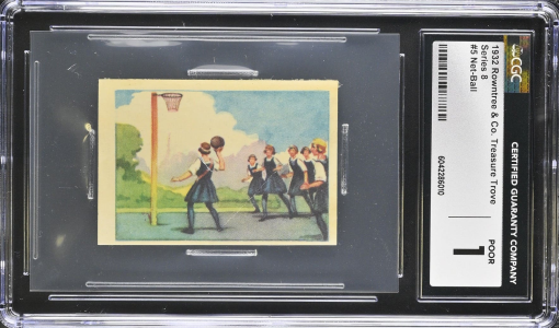1932 Rowntree's Treasure Trove, Series 8, No. 5, Net-Ball Basketball Card (U.K.)