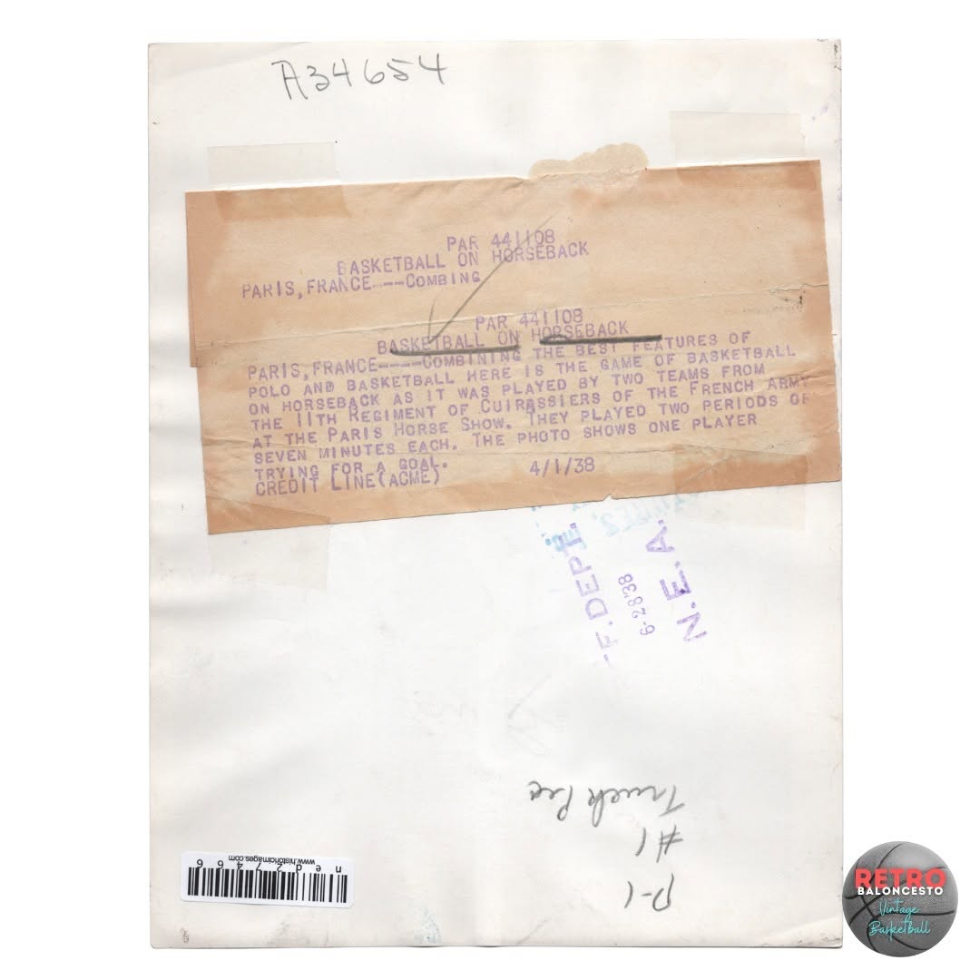 1938 Photograph of Basketball on Horseback, Paris, France