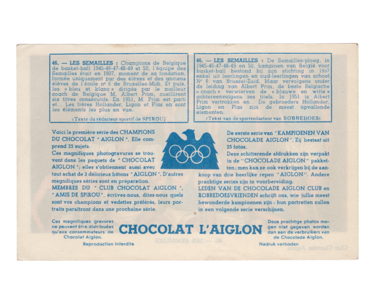 1952 Chocolat L'aiglon Champions Du Chocolat #46 Les Semailles (Belgium)