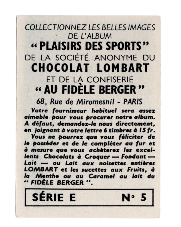 1951 Chocolat Lombart Plaisirs Des Sports Serie E #5 Basketball (France)