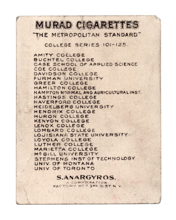 1909-1910 T51 Murad Cigarettes College Series Luther College Basketball