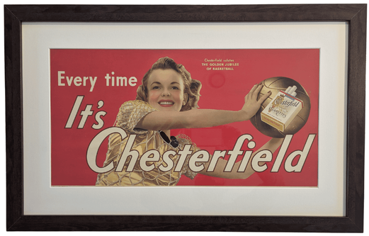 1941 Chesterfield Cigarettes Basketball's Golden Jubilee Advertisement - Nicely Framed and Matted