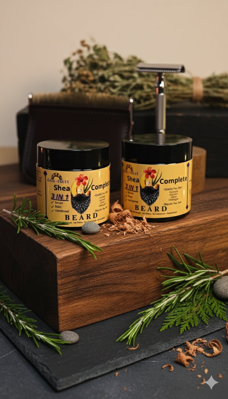 Hair Truly Shea Complete 3-in-1 Beard Serum, Balm, and Conditioner