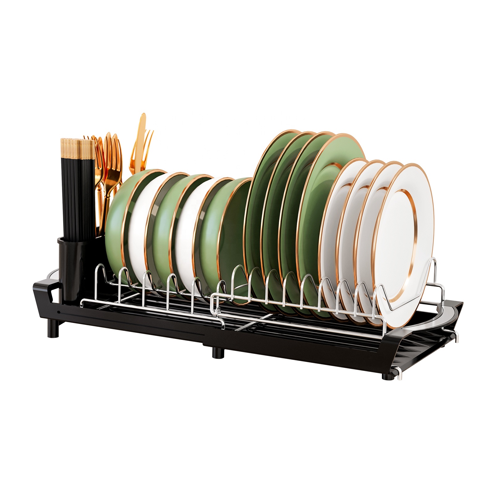 Large Capacity Dish Drying Rack with Drip Tray – Countertop Organizer