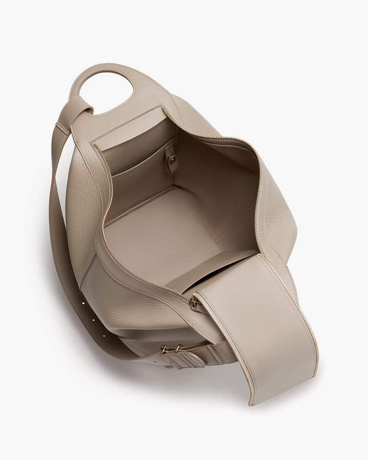 Beige Leather Shoulder Bag