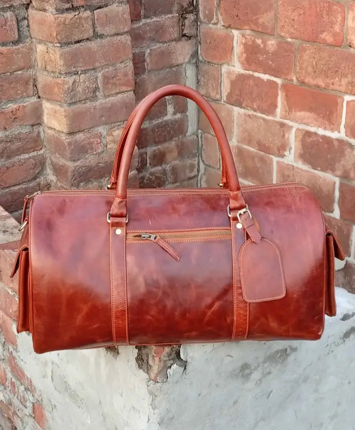 Leather Travel Duffel Bag