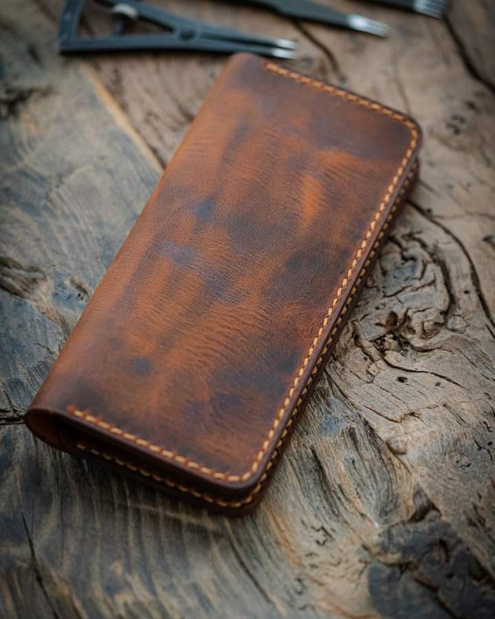 Handcrafted Crazy Horse Leather Long Wallet