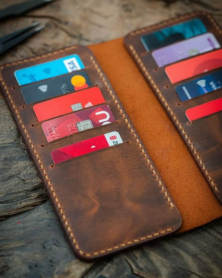 Handcrafted Crazy Horse Leather Long Wallet