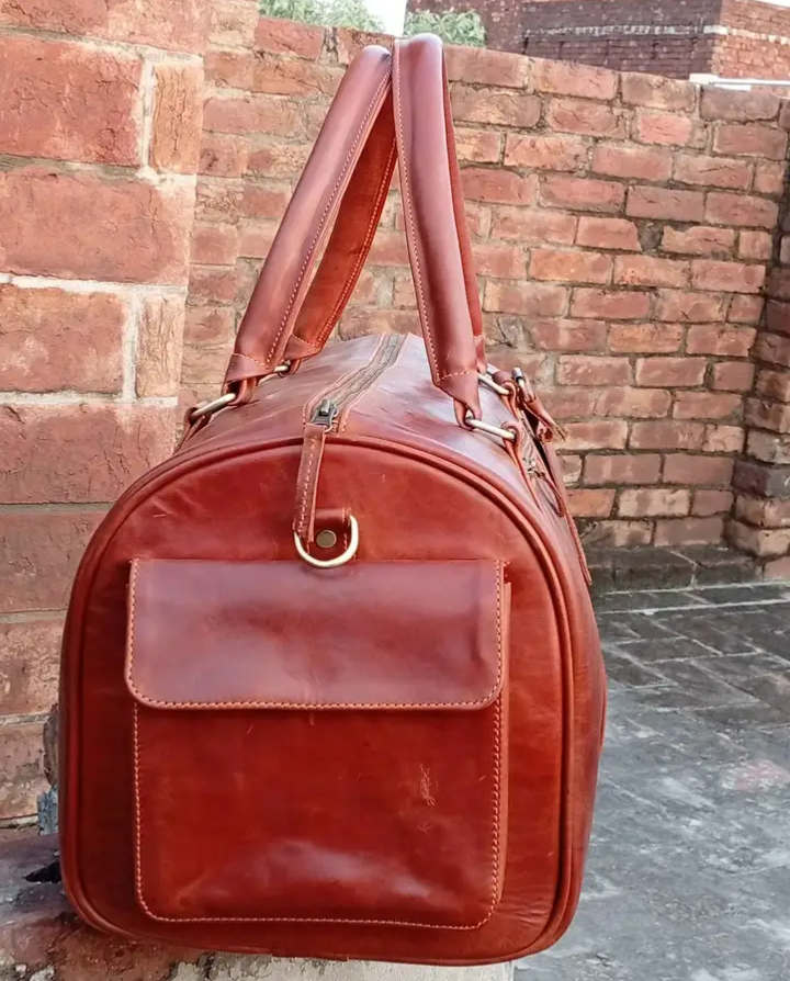 Leather Travel Duffel Bag
