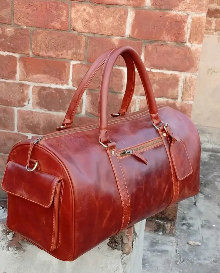 Leather Travel Duffel Bag