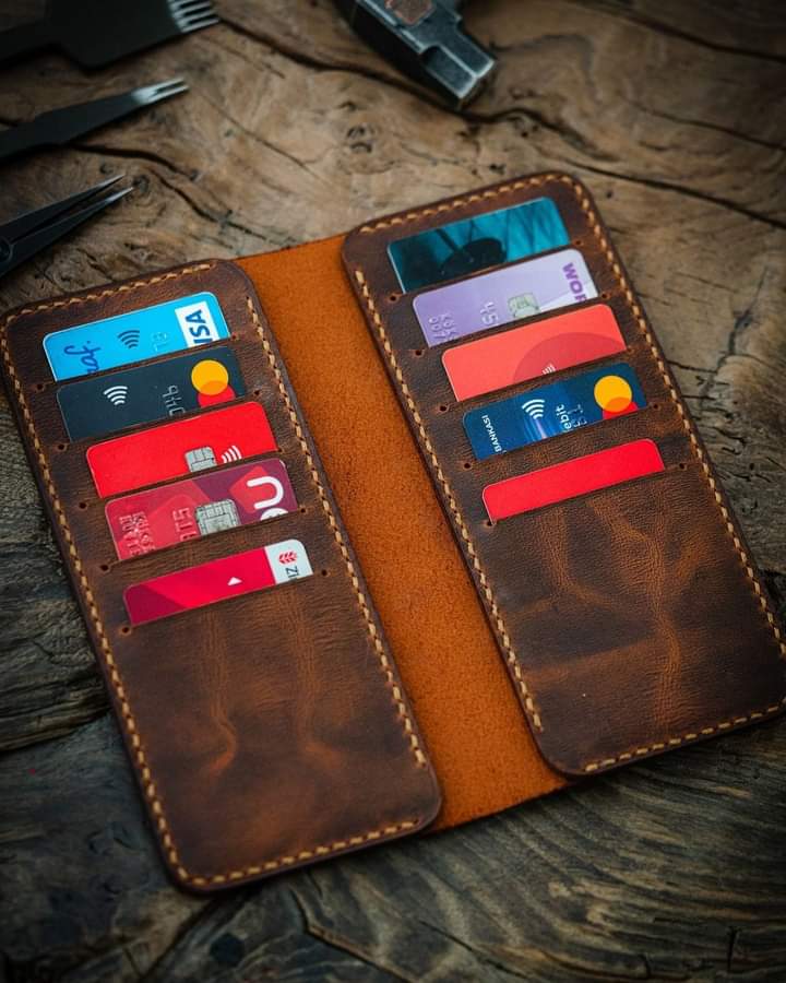 Handcrafted Crazy Horse Leather Long Wallet
