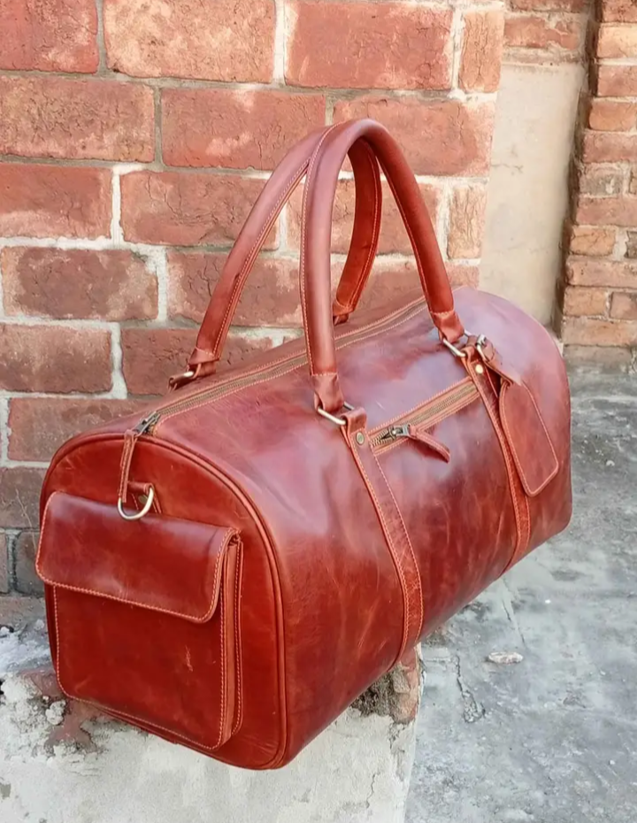 Leather Travel Duffel Bag