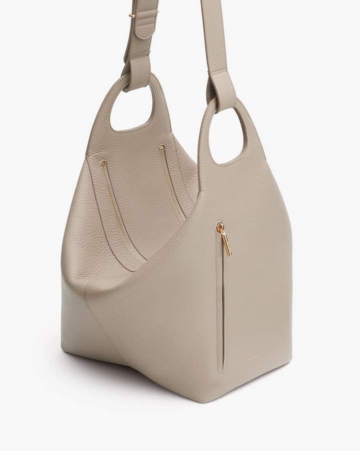 Beige Leather Shoulder Bag