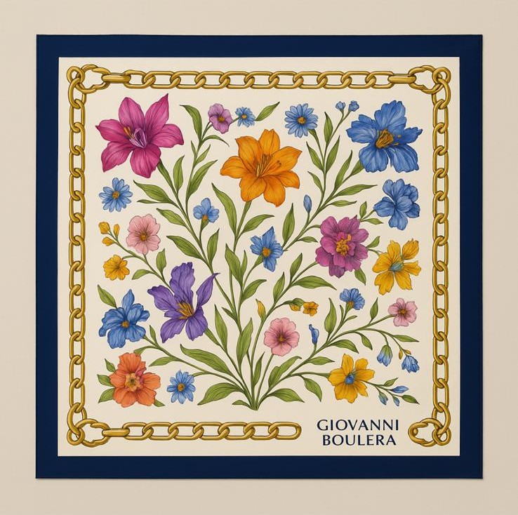Giovanni Boulera Floral Silk Scarf   GB3872008