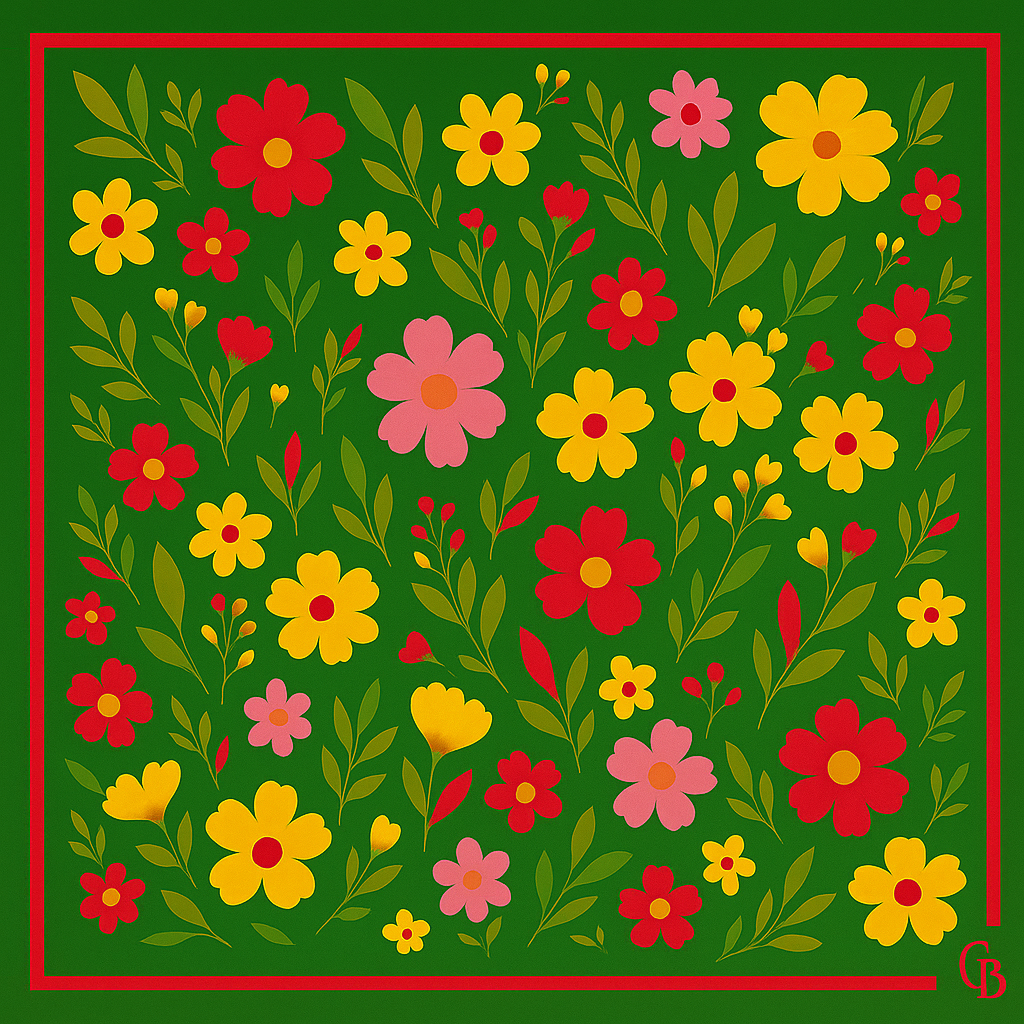 Floral Pattern Silk Scarf