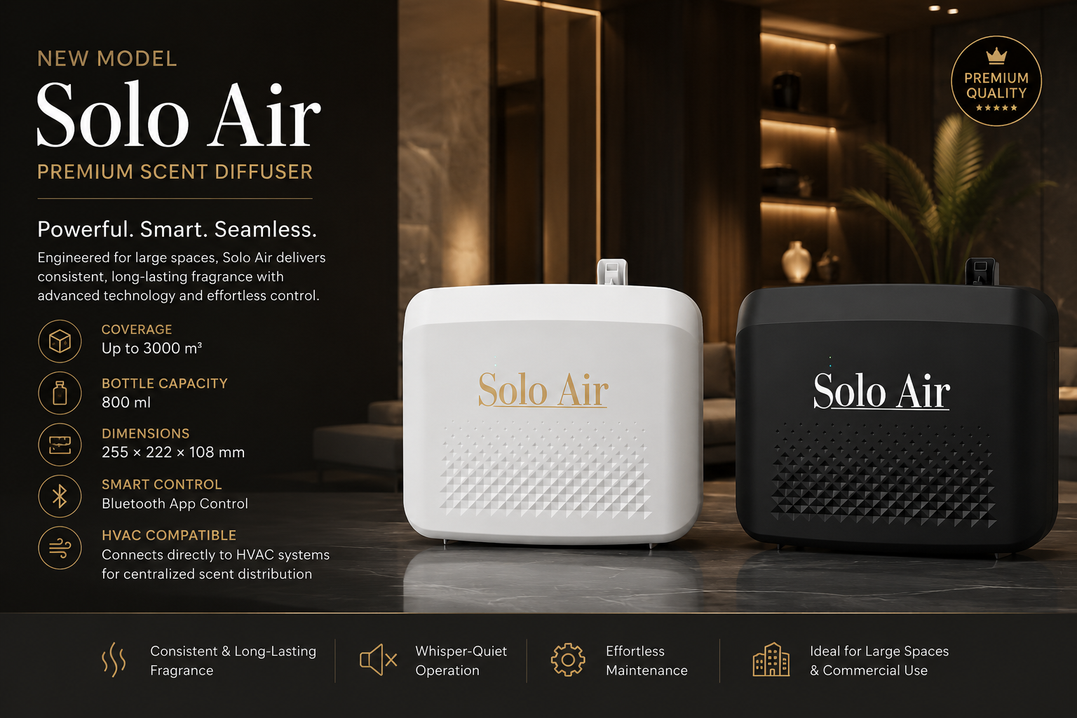 Solo Air MAXI Professional diffuser with Bluetooth control for aromatic oils.