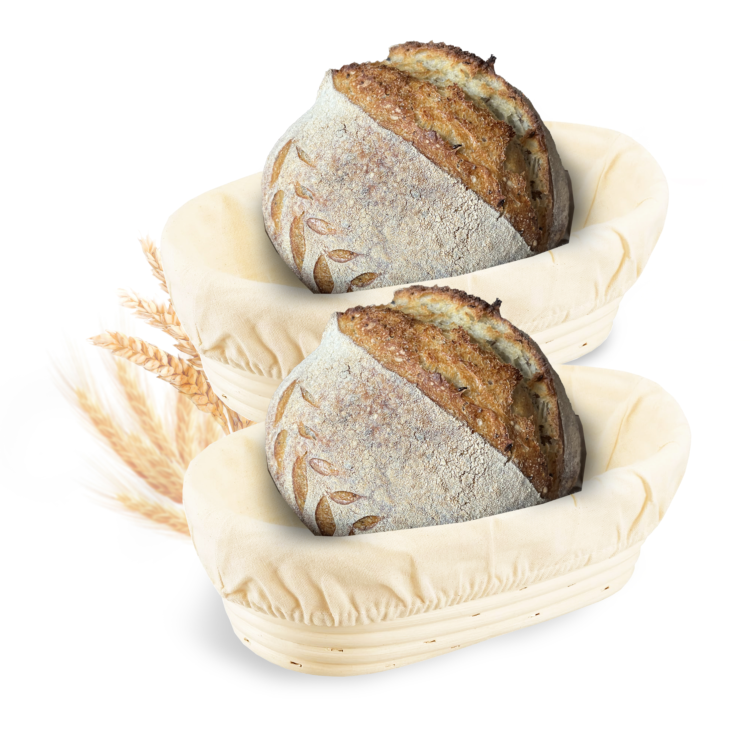 Set of 2, 10" Oval Banneton Basket for Professional Home Bakers