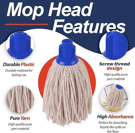 Cotton Mop Heads Size 10 Replacement Floor Heavy Duty Socket Head Universal