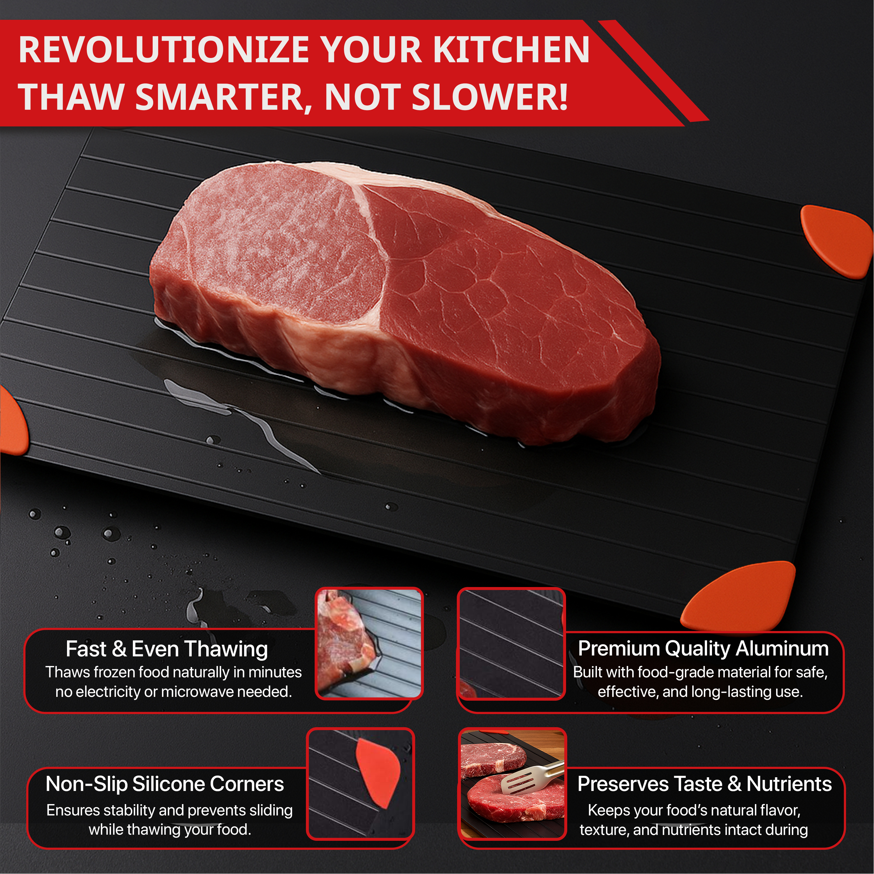 Defrosting Tray Set - Rapid Thawing Aluminum Plate - Natural Defrosting