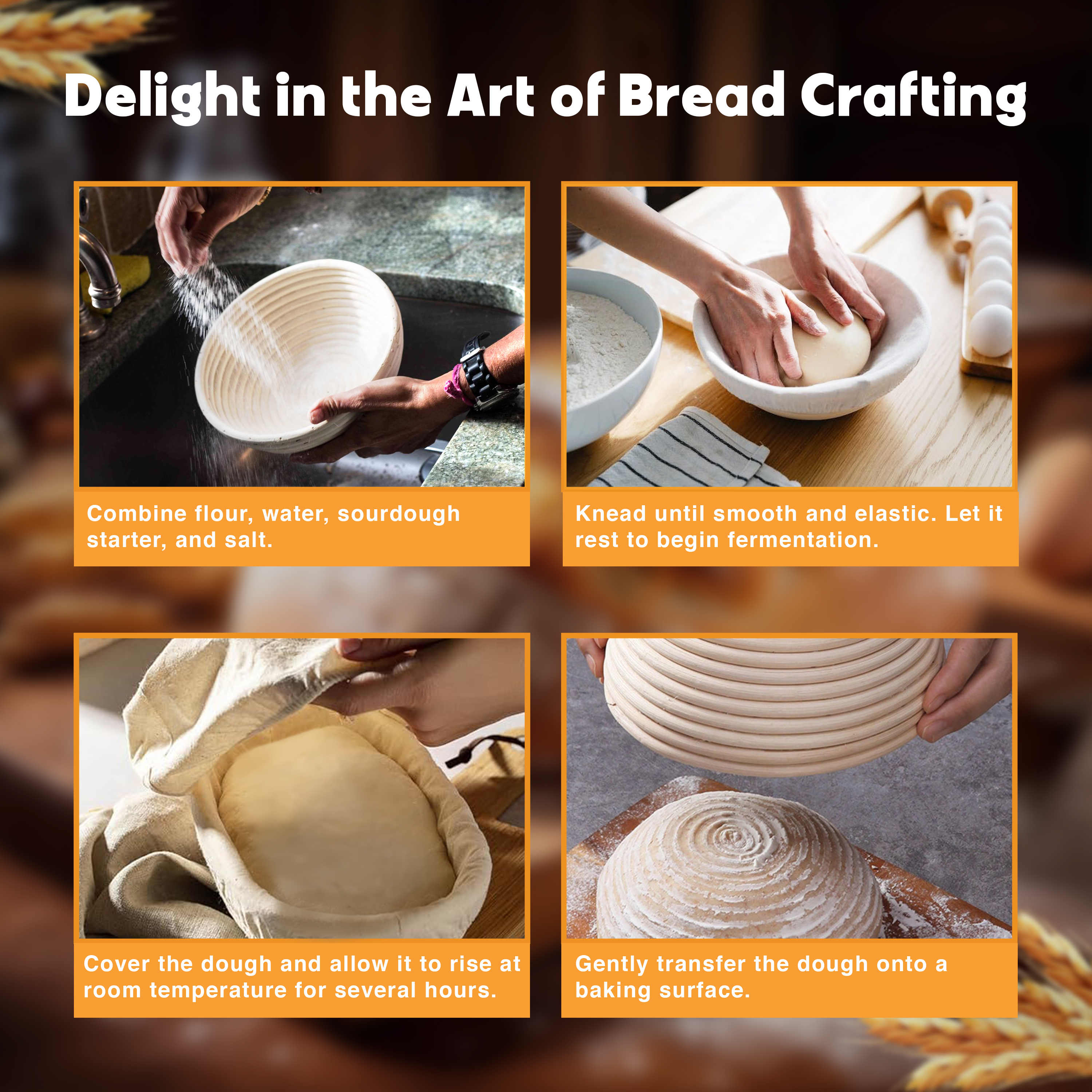 Set of 2, 9" Round Banneton Baskets for Professional Home Bakers