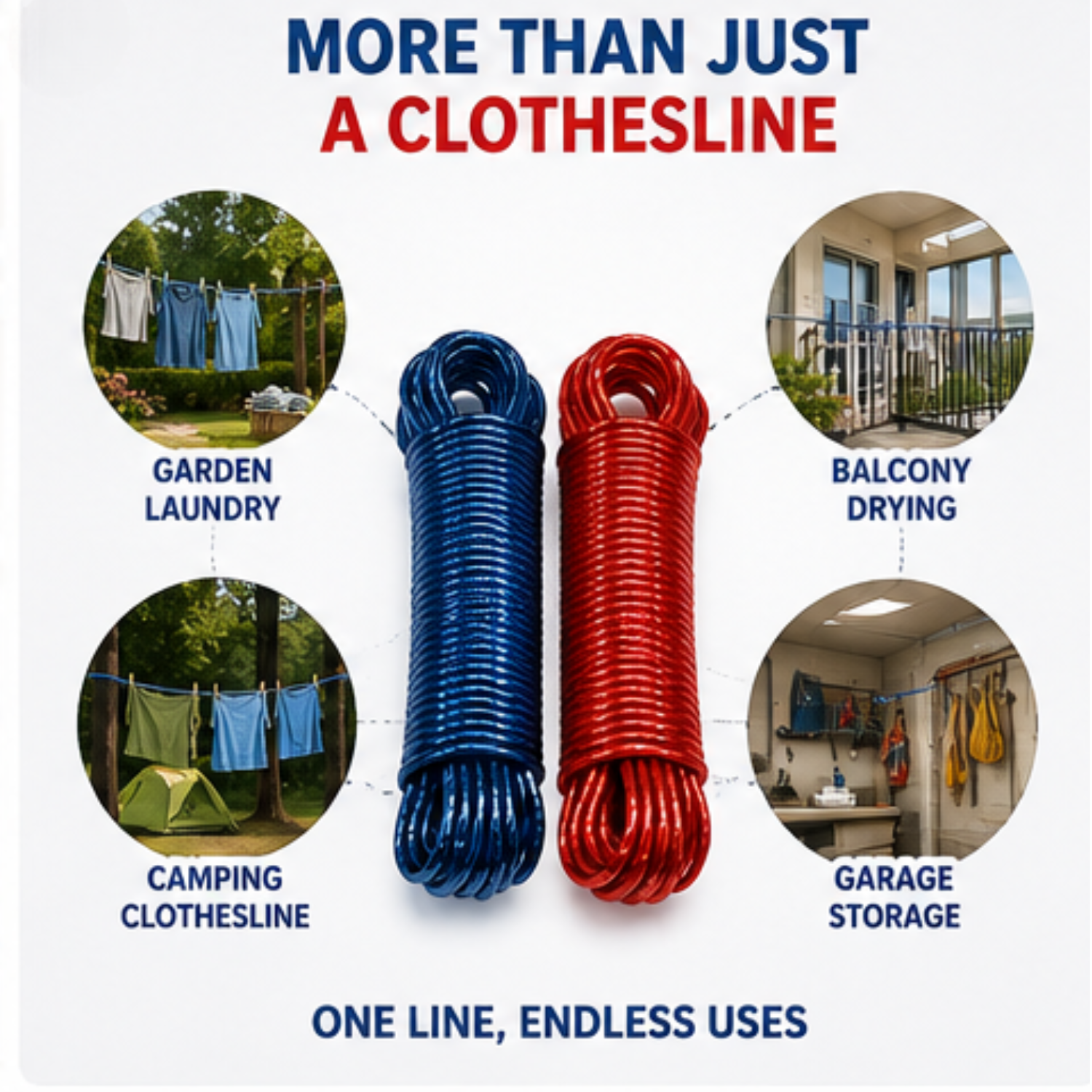 Heavy Duty Clothes Washing Line Steel Core Strong Wire Rope Laundry Dryer 20M