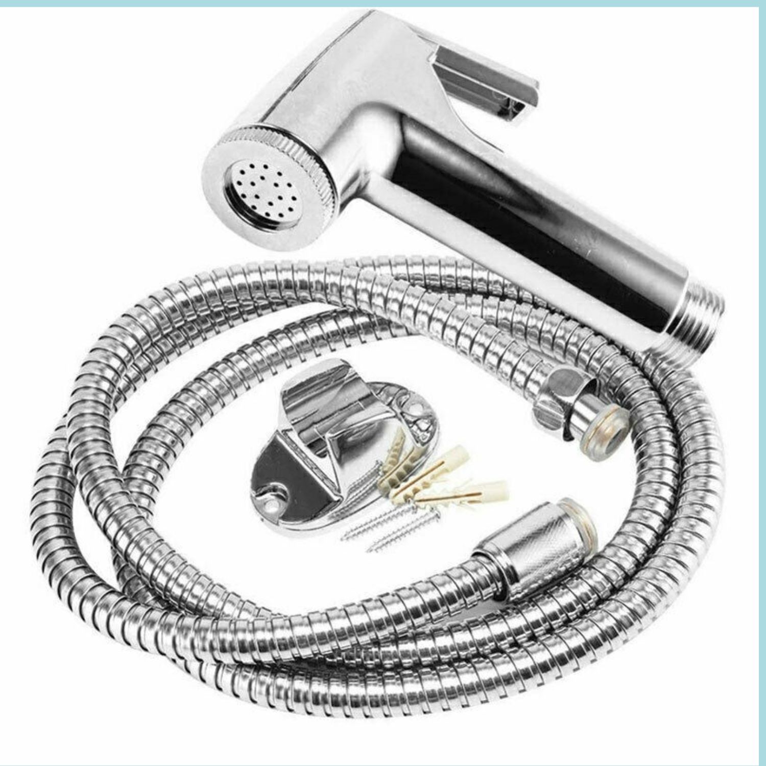 Chrome Muslim Shower Head & Hose Bidet Spray Tap Hygienic Handheld Toilet Kit