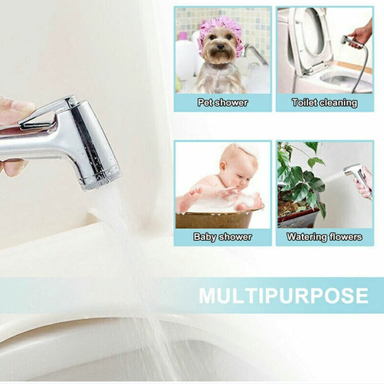 Chrome Muslim Shower Head & Hose Bidet Spray Tap Hygienic Handheld Toilet Kit