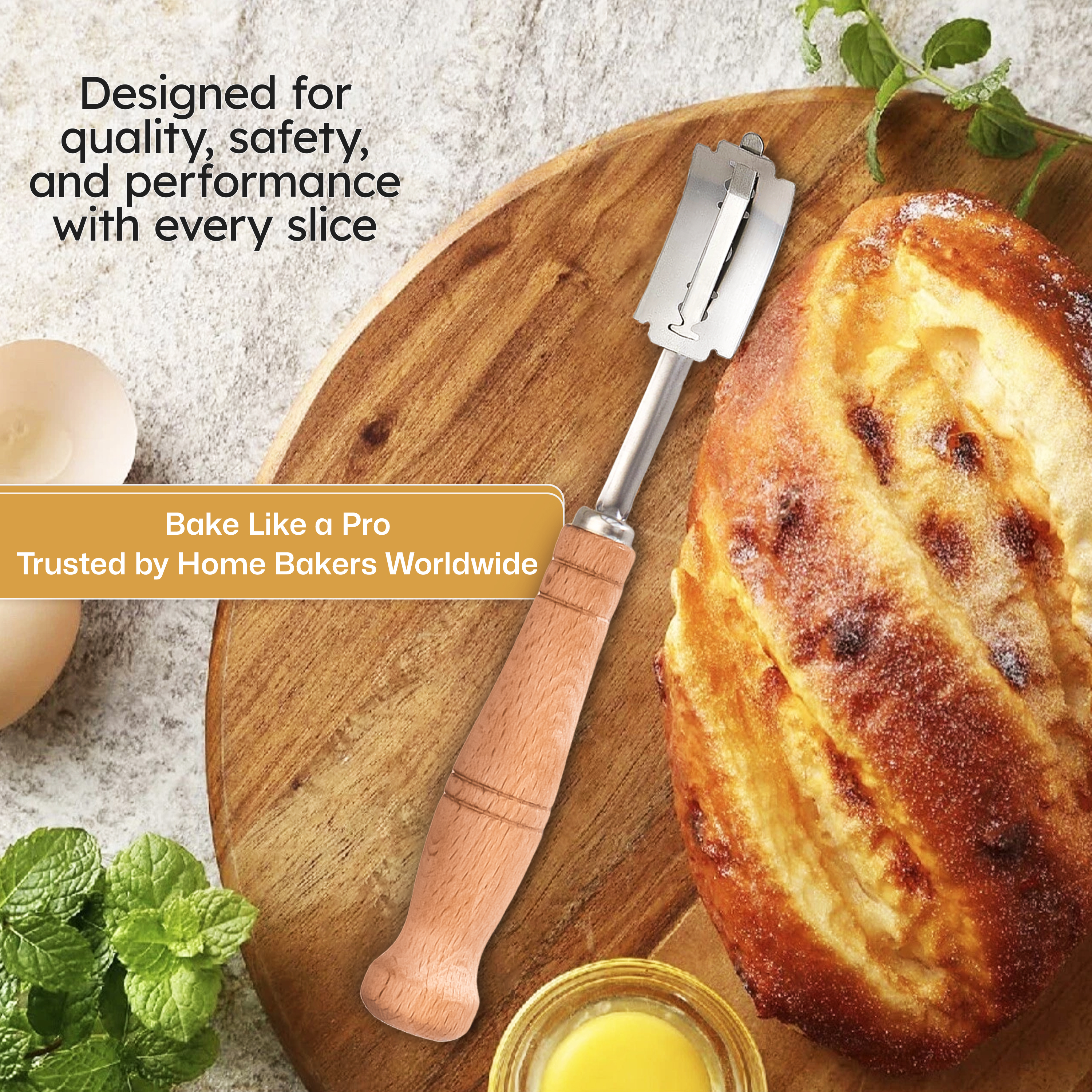 Bread Lame – Premium Handcrafted Dough Scoring Tool with Wooden Handle
