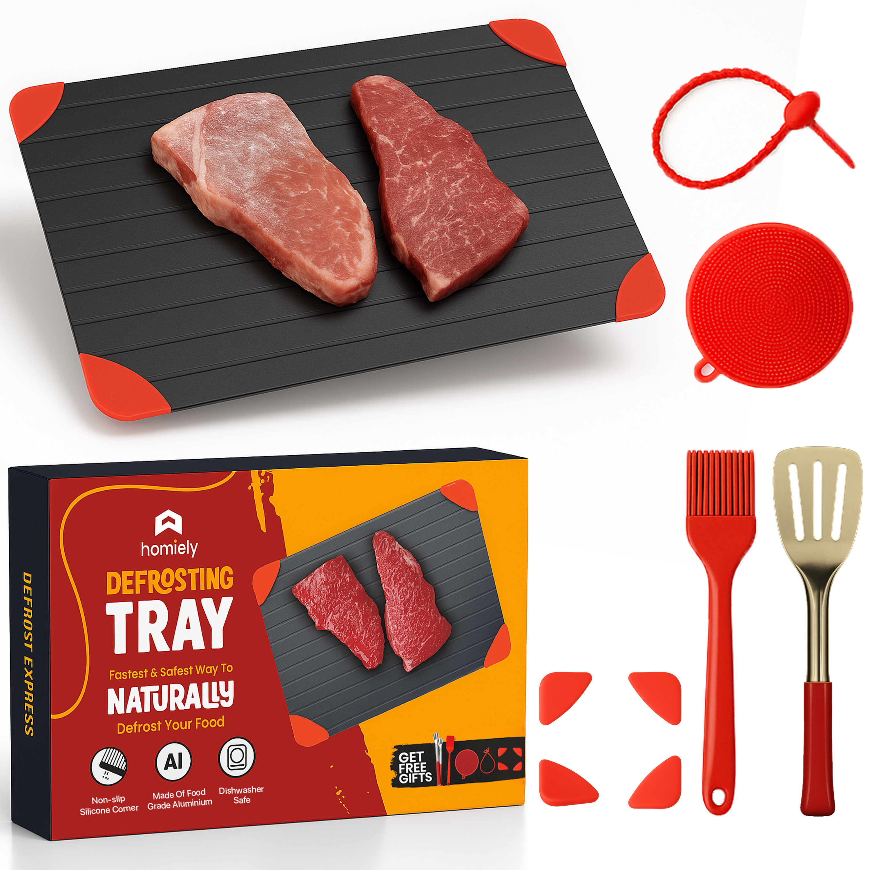 Defrosting Tray Set - Rapid Thawing Aluminum Plate - Natural Defrosting