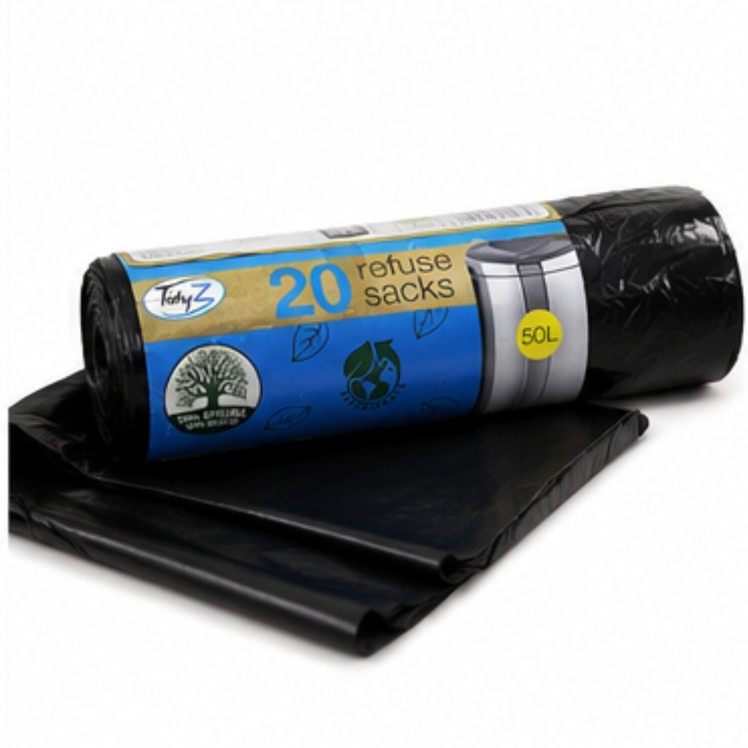 20 Packs Extra Strong 50L Bin Bags Heavy Duty Thick Waste Liners Refuse Sacks