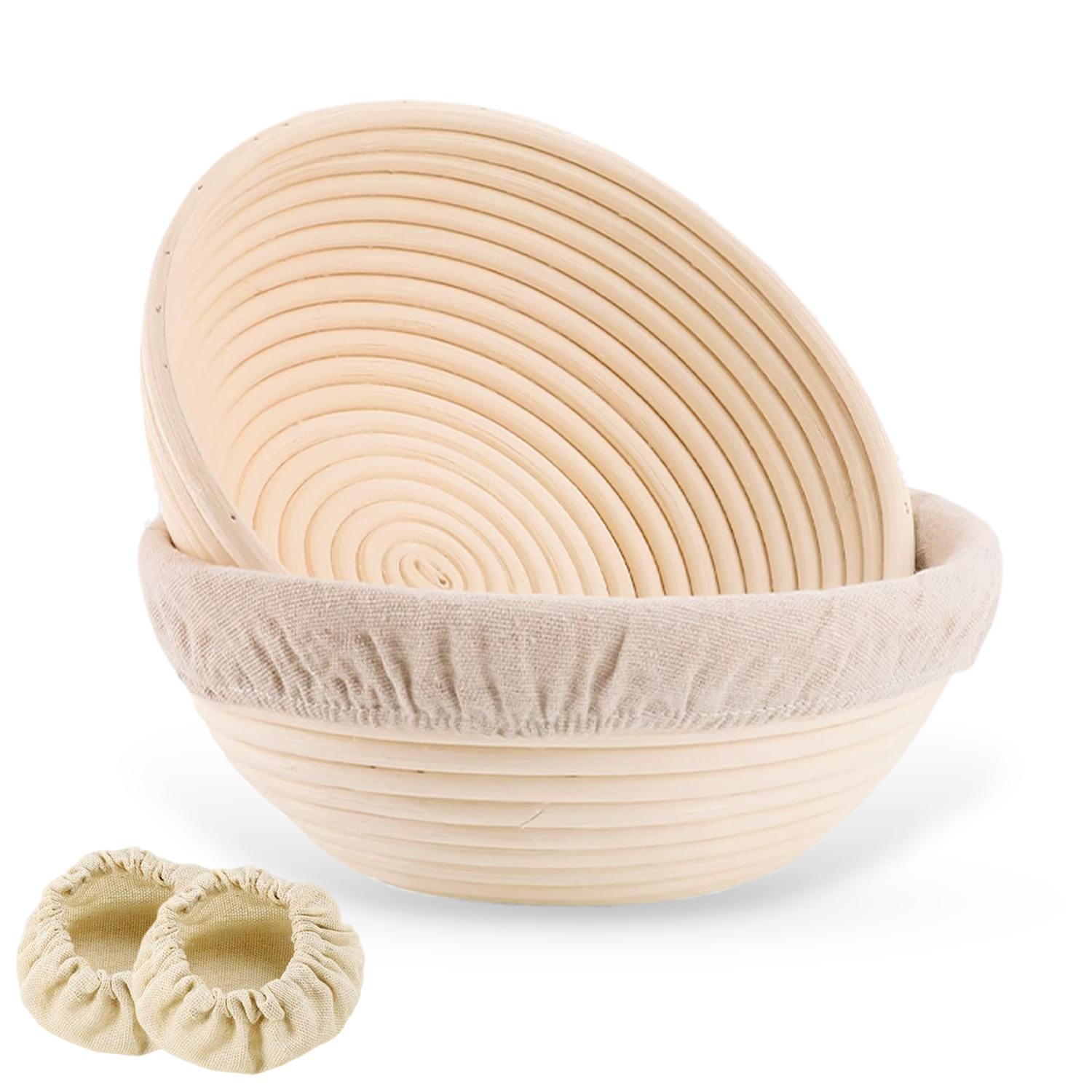 Set of 2, 9" Round Banneton Baskets for Professional Home Bakers