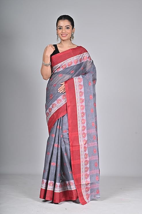 Elegant Grey and Maroon Saree