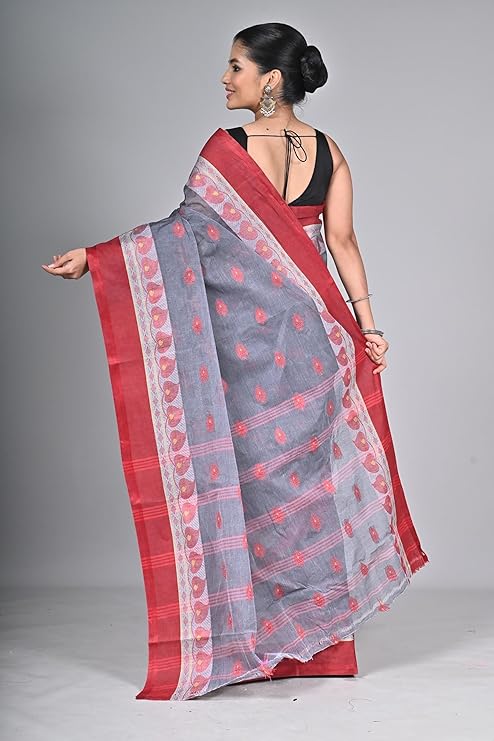 Elegant Grey and Maroon Saree