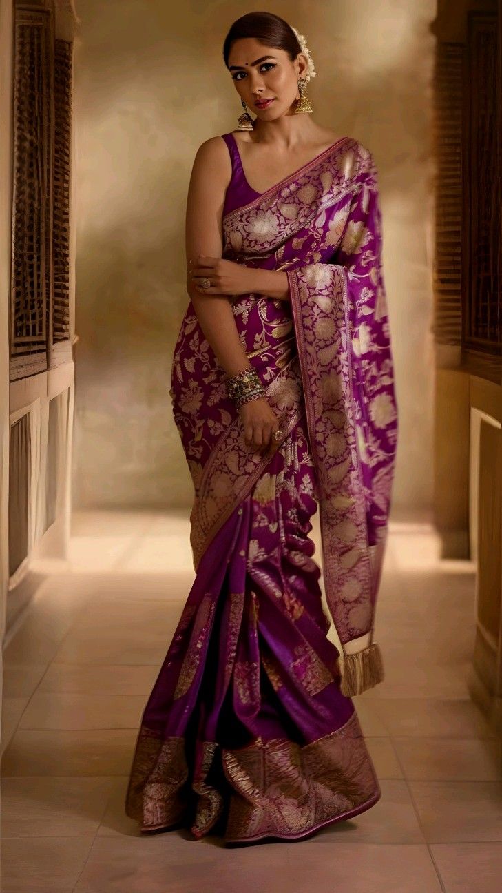 Purple Banarasi Silk Saree