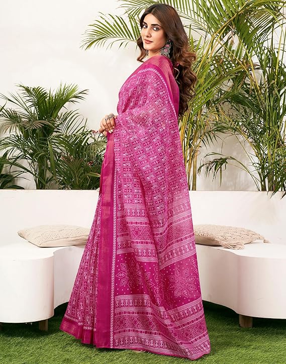 Pink Printed Saree
