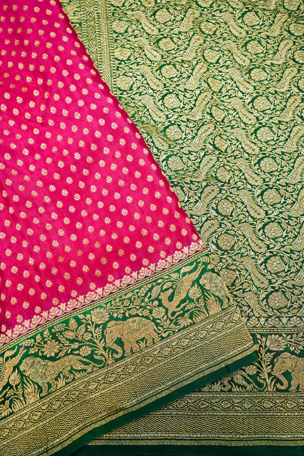 Handwoven Pink Banarasi Crepe Khaddi Saree