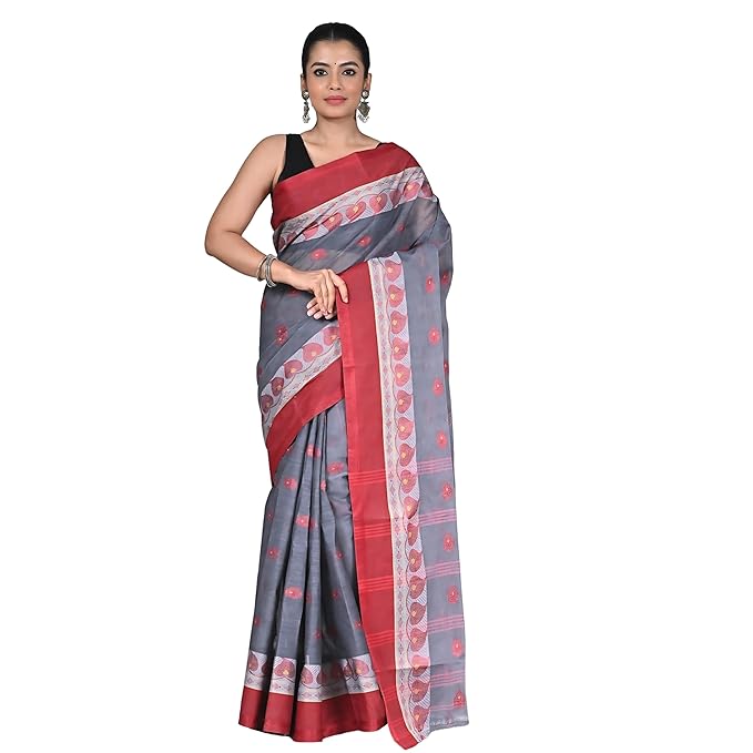 Elegant Grey and Maroon Saree