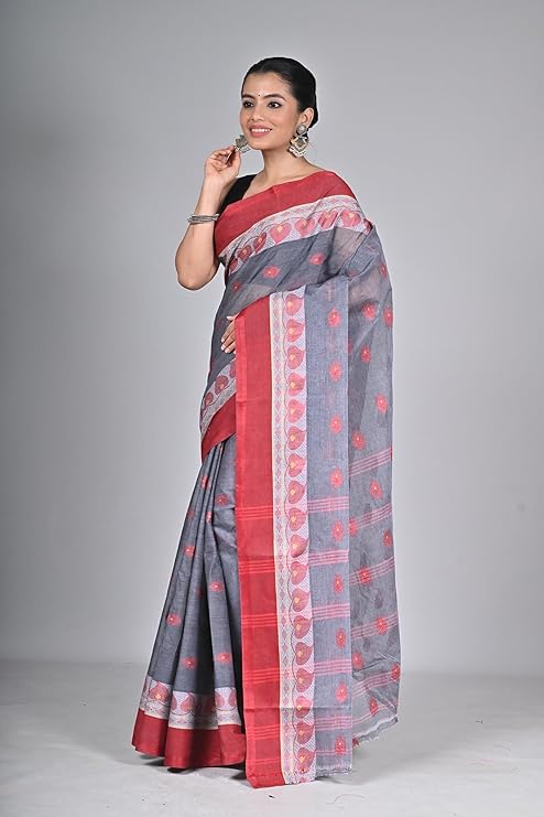 Elegant Grey and Maroon Saree