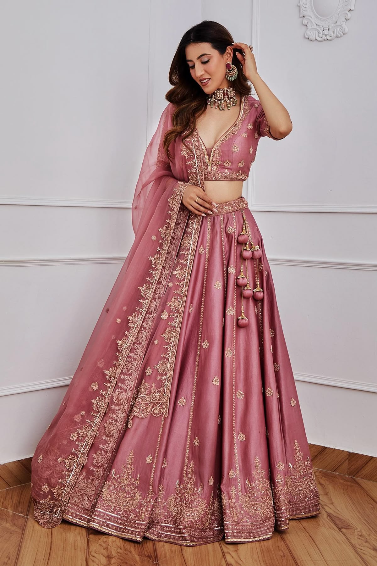 Embroidered Pink Lehenga