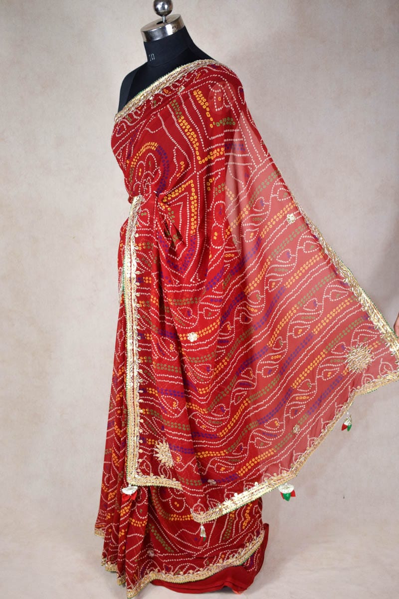 Traditional Red Bandhani Saree