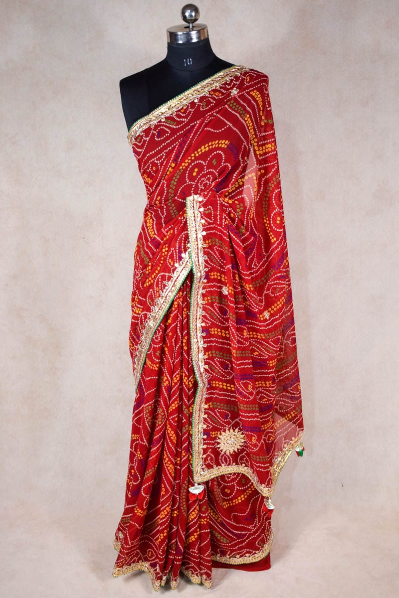 Traditional Red Bandhani Saree
