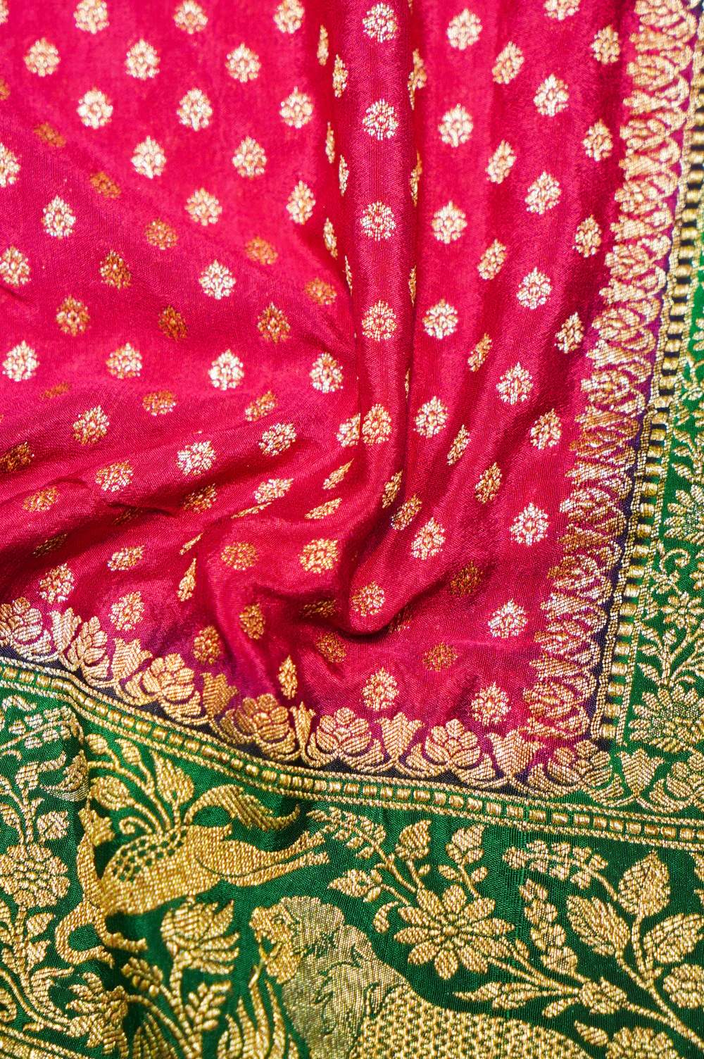 Handwoven Pink Banarasi Crepe Khaddi Saree