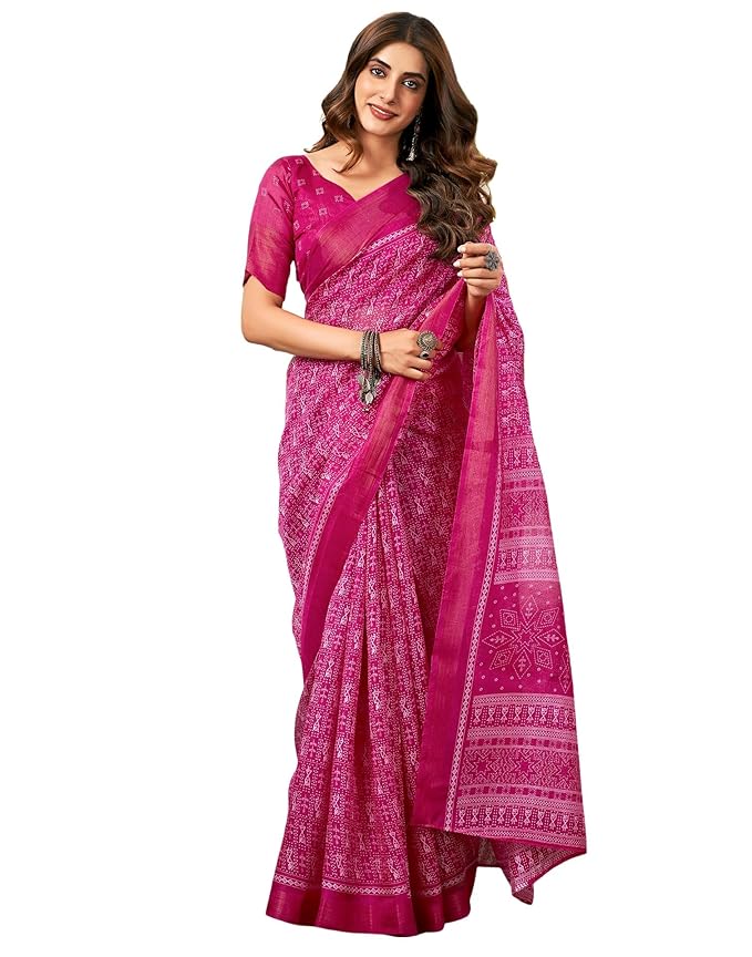 Pink Printed Saree