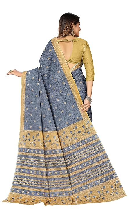 Elegant Blue and Mustard Cotton Saree