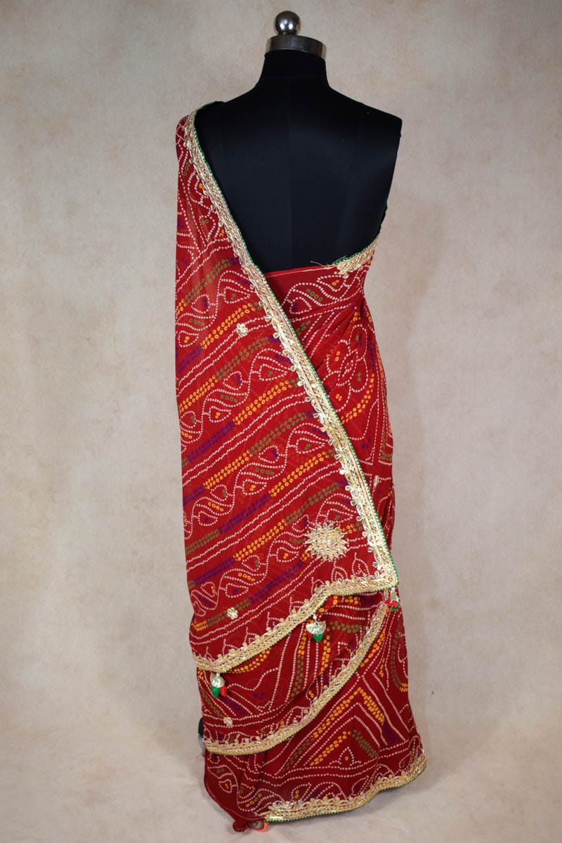 Traditional Red Bandhani Saree