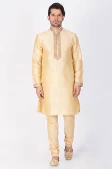 Men's Gold Silk Kurta Pajama Set