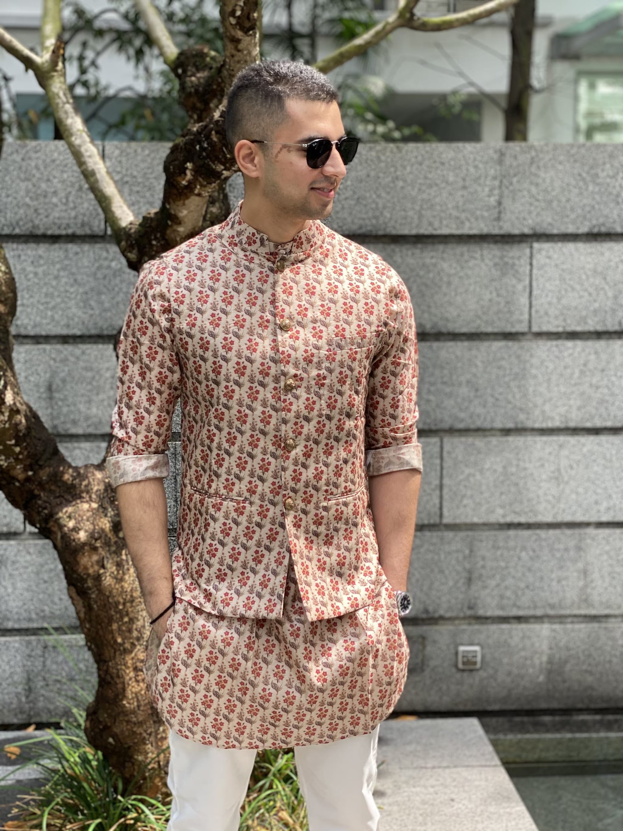 Men's Floral Printed Kurta