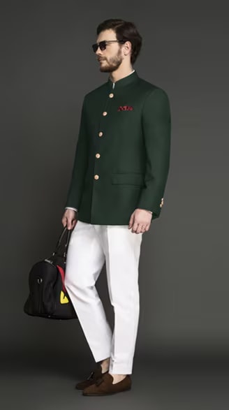 Green Bandhgala Suit