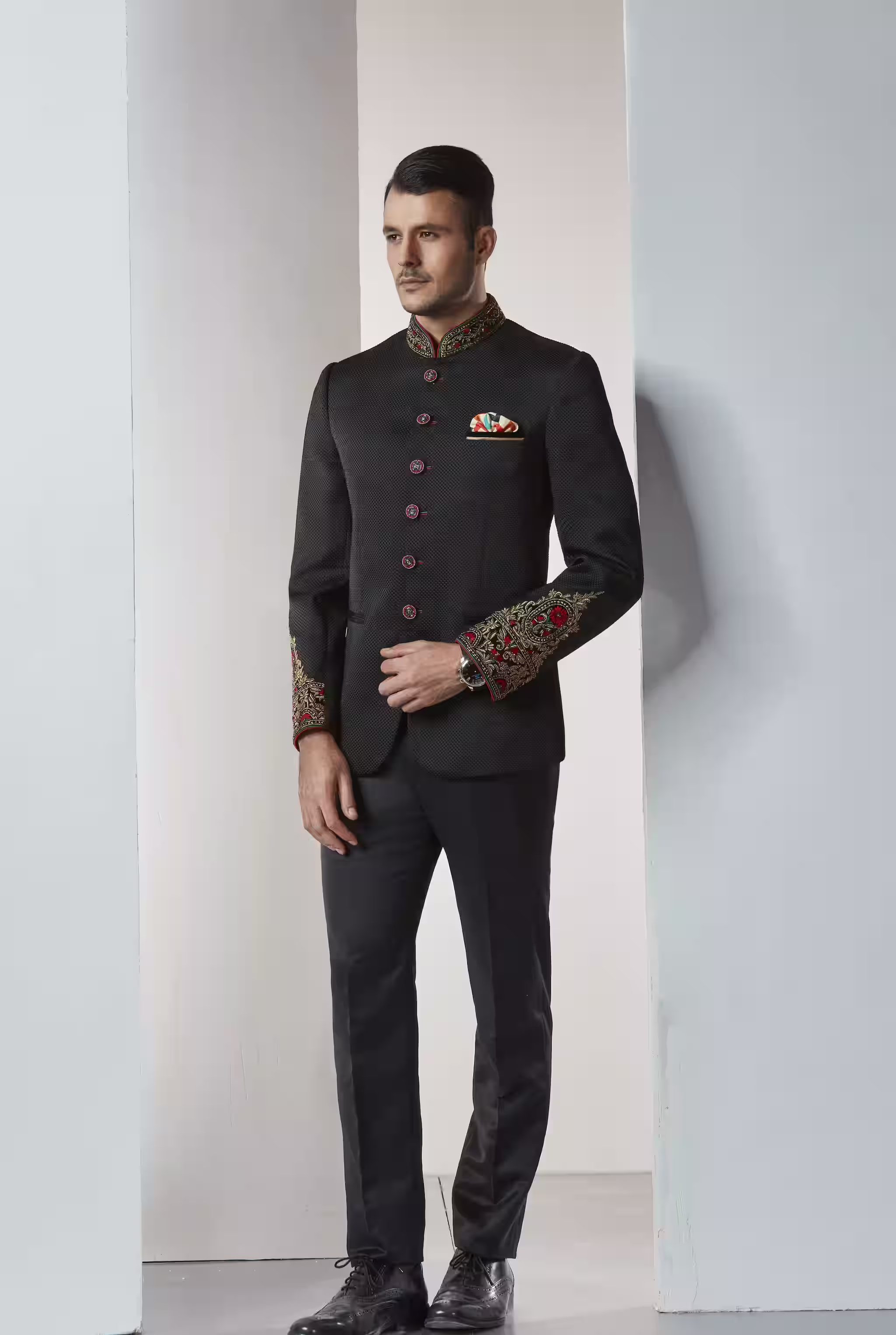 Men’s Black Royal Bandhgala Suit